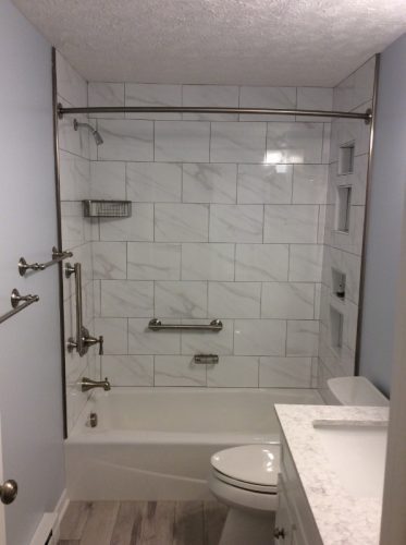 large marble shower and bath